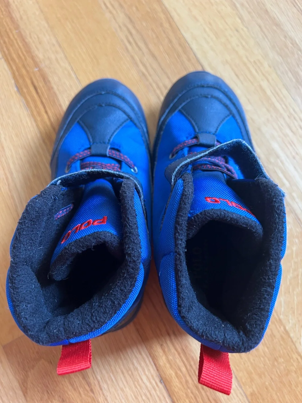 Polo by Ralph Lauren Kids Blue & Black With Red Polo/ Pony Winter Boots size 13Y